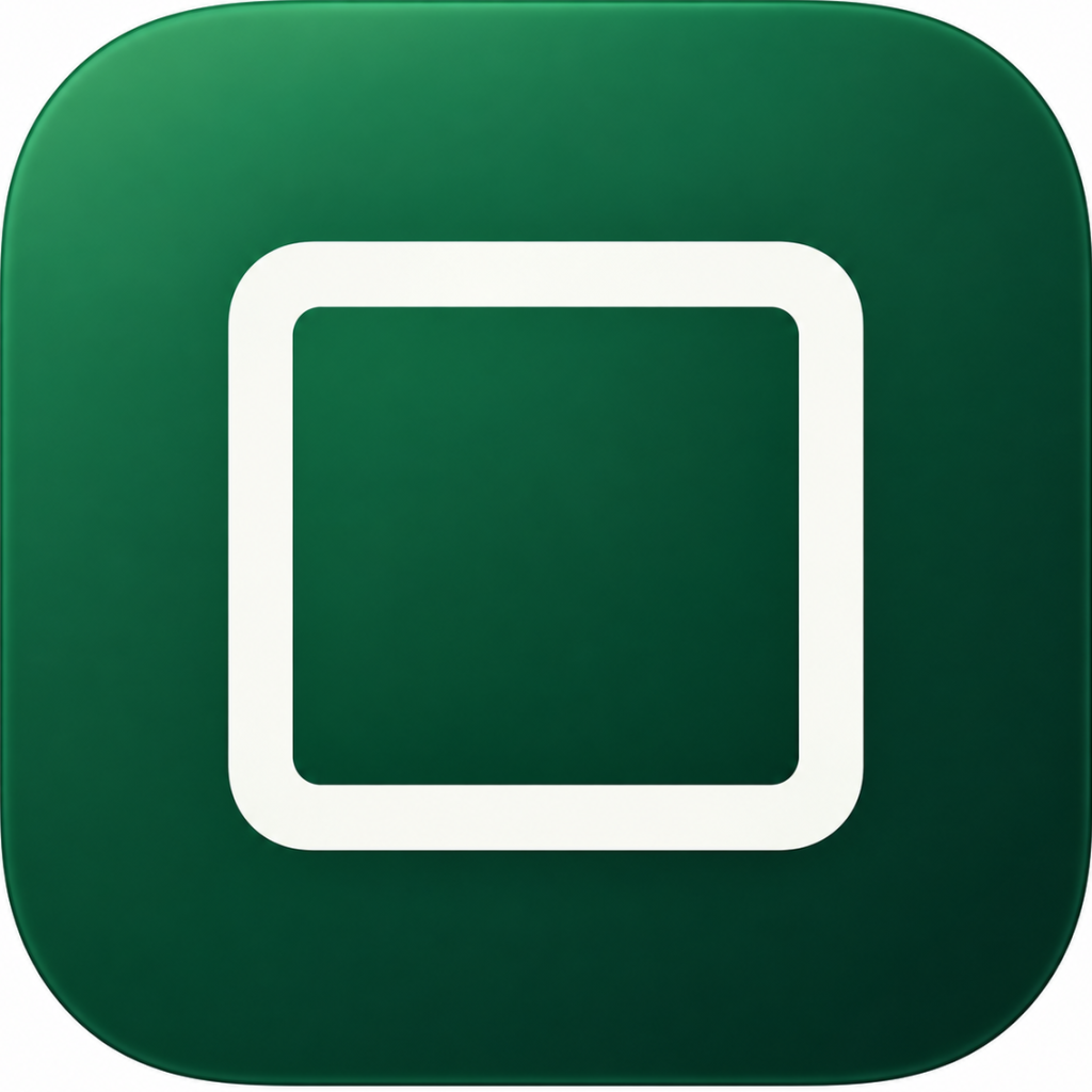SquareCalc icon: a warm-white square outline on forest green